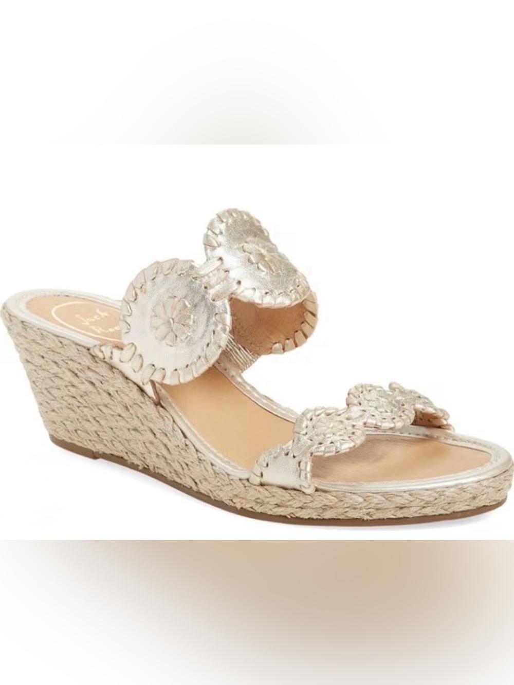 Jack Rogers Gold Wedge Open Toe Slip-On Shelby Sandals Size 8 WORN ONCE
